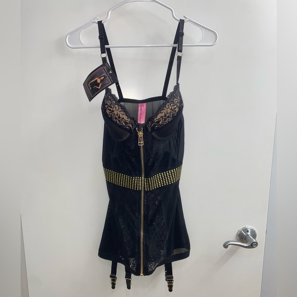 Leg Avenue Women's Vixen Mesh and Lace Zip Front Garter Dress Size M - Picture 1 of 9